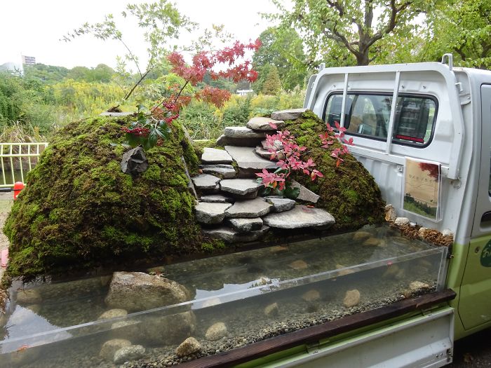 japonská záhrada na aute